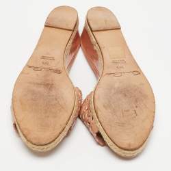 Pre Owned Oscar de la Renta Pink Patent Leather Wedge Sandals Size 39.5