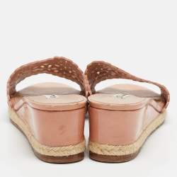 Pre Owned Oscar de la Renta Pink Patent Leather Wedge Sandals Size 39.5