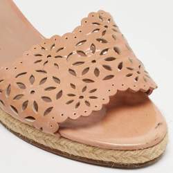 Pre Owned Oscar de la Renta Pink Patent Leather Wedge Sandals Size 39.5