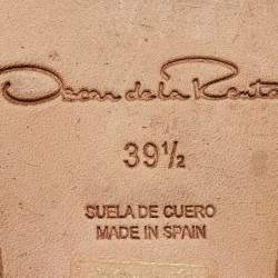 Pre Owned Oscar de la Renta Pink Patent Leather Wedge Sandals Size 39.5