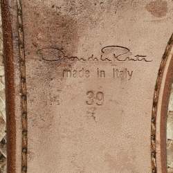 Pre Owned Oscar de la Renta Brown Python Embossed Leather Bow Ballet Flats Size 39