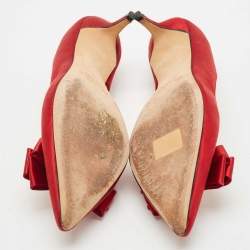 Oscar de la Renta Red Satin Pointed Toe Bow D'orsay Pumps Size 41