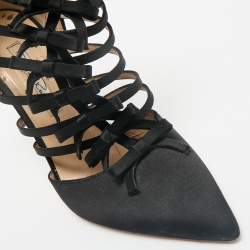 Oscar de la Renta Black Satin  Strappy  Pumps Size 38