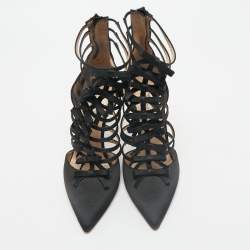 Oscar de la Renta Black Satin  Strappy  Pumps Size 38