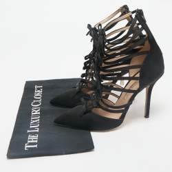 Oscar de la Renta Black Satin  Strappy  Pumps Size 38