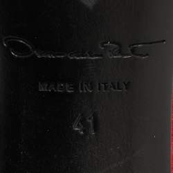 Pre Owned Oscar de la Renta Red Suede Braided Ankle Strap Sandals Size 41