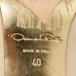 Pre Owned Oscar de la Renta Beige Suede Floral Cut Out Sandals Size 40