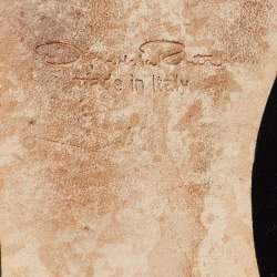 Pre Owned Oscar de la Renta Black Velvet Crystals Embellished Flat Mules Size 41