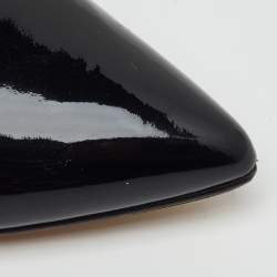 Pre Owned Oscar de la Renta Black Patent Leather Cut Out Bow Pumps Size 37.5