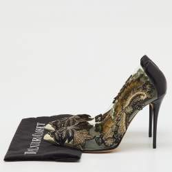 Pre Owned Oscar de la Renta Black Patent Leather and PVC Alyssa Embellished Pointed Toe Pumps Size 40