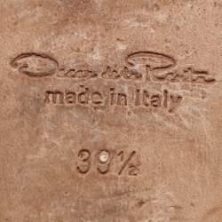 Pre Owned Oscar de la Renta Green Leather Begonia Chain Flats Size 39.5