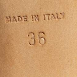 Pre Owned Oscar de la Renta Gold/Black Leather and Suede Ankle Strap Sandals Size 36