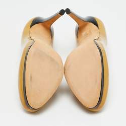 Pre Owned Oscar de la Renta Yellow Patent Leather Round Toe Platform Pumps Size 40.5