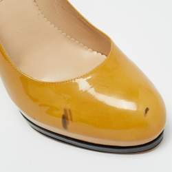 Pre Owned Oscar de la Renta Yellow Patent Leather Round Toe Platform Pumps Size 40.5