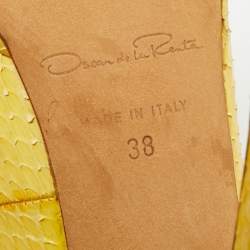Pre Owned Oscar de la Renta Size 38 Yellow Python Leather Peep Toe Pumps