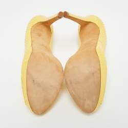 Pre Owned Oscar de la Renta Size 38 Yellow Python Leather Peep Toe Pumps