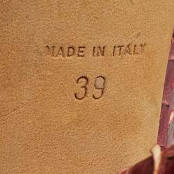 مملوكة مسبقًا Oscar de la Renta Size 39 Tricolor Python Leather Platform Peep Toe Pumps