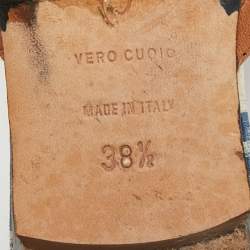 Pre Owned Oscar de la Renta Size 38.5 Tricolor Leather and Fabric Embellished Flat Mules 