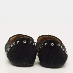 Pre Owned حذاء فلات باليه أوسكار دي لا رينتا مخرف ترتر دانتيل وسويدي متعدد الألوان مقاس 36