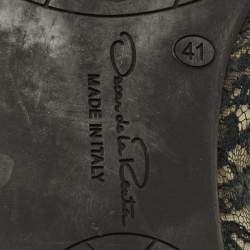 Pre Owned حذاء فلات باليه أوسكار دي لا رينتا مخرف ترتر  دانتيل وسويدي متعدد الألوان مقاس 36