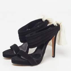 Pre Owned Oscar de la Renta Size 39.5 Black Suede Slide Sandals