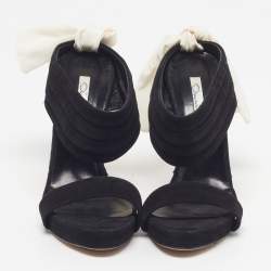 Pre Owned Oscar de la Renta Size 39.5 Black Suede Slide Sandals
