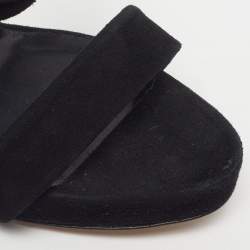 Pre Owned Oscar de la Renta Size 39.5 Black Suede Slide Sandals