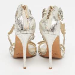 Pre Owned صندل أوسكار دي لا رينتا امبريا جلد ذهبي حزام كاحل مقاس 39