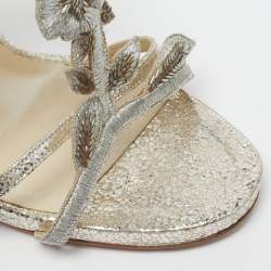 Pre Owned صندل أوسكار دي لا رينتا امبريا جلد ذهبي حزام كاحل مقاس 39