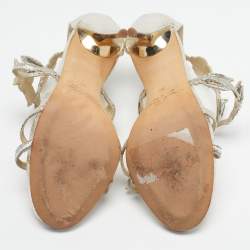 Pre Owned صندل أوسكار دي لا رينتا امبريا جلد ذهبي حزام كاحل مقاس 39