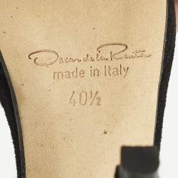 Pre Owned Oscar de la Renta Size 40.5 Black Leather and Suede Ankle Strap Sandals