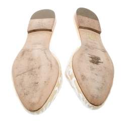 Pre Owned Oscar De La Renta Two Tone Raffia Flat Spanish Mules Size 38