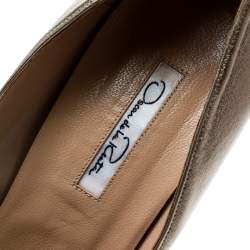 Pre Owned Oscar De La Renta Metallic Gold Leather Pointed Toe Pumps Size 40