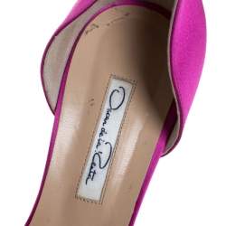 Pre Owned Oscar de la Renta Pink Satin Embellished Bow D'Orsay Open Toe Pumps Size 39