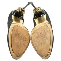 Pre Owned Oscar de la Renta Black Satin Colette Round Toe Pumps Size 38