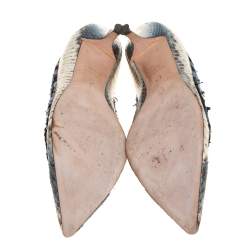 Pre Owned حذاء كعب عالي أوسكار دي لارينتا جلد ثعبان متعدد الألوان وقماش مقدمة مدببة مقاس 39.5