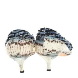 Pre Owned حذاء كعب عالي أوسكار دي لارينتا جلد ثعبان متعدد الألوان وقماش مقدمة مدببة مقاس 39.5