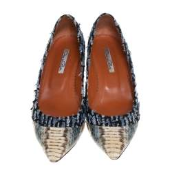 Pre Owned حذاء كعب عالي أوسكار دي لارينتا جلد ثعبان متعدد الألوان وقماش مقدمة مدببة مقاس 39.5