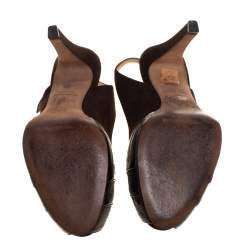 مملوكة مسبقًا صندل أوسكار دي لا رينتا فتحة كعب جلد و سويدي بني مقاس 39