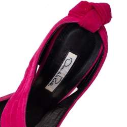 Pre Owned Oscar de la Renta Pink Suede Sandy Bow Detail Sandals Size 38.5