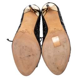 Pre Owned بوت أوسكار دي لارينتا جلد قصات ليزر أسود برباط مقاس 39