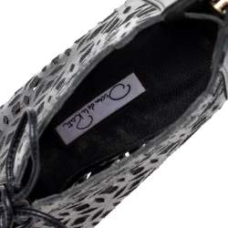 Pre Owned بوت أوسكار دي لارينتا جلد قصات ليزر أسود برباط مقاس 39