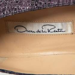 Pre Owned Oscar de la Renta Purple Raffia Point Toe Pumps Size 36