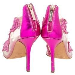 مملوكة مسبقًا Oscar de la Renta Metallic Pink PVC and Patent Leather Amria Cut Out Sandals Size 37.5