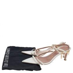 Pre Owned Oscar de la Renta White Leather Ankle Strap Sandals Size 37.5