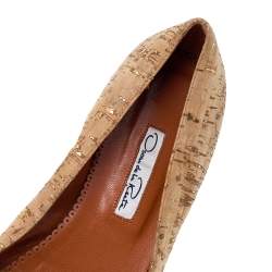 Oscar de la Renta Beige Leather Embellished  Flats Size 37.5