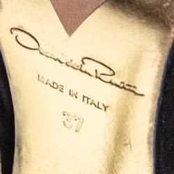 Pre Owned حذاء بوت للكاحل أوسكار دي لارينتا سويدي أسود مزخرف ورد مقاس 37