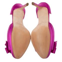 Pre Owned Oscar de la Renta Pink Satin Embellished D' Orsay Pumps Size 40