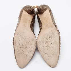 Oscar de la Renta Btown/Gold Python Booties Size 40.5