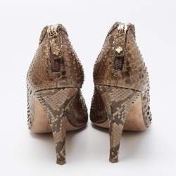 Oscar de la Renta Btown/Gold Python Booties Size 40.5